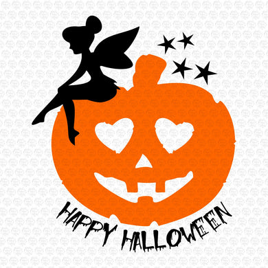 Happy Halloween Pumpkin Thinker Bell SVG