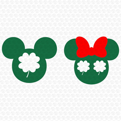 Mickey and Minnie Mouse Head St Patricks Day Svg