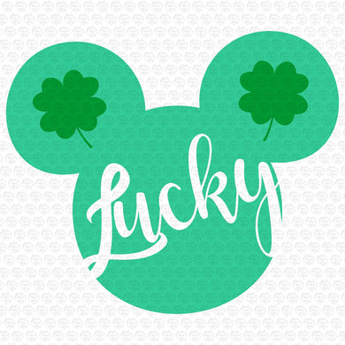 Mickey Mouse Head Lucky St Patricks Day Svg
